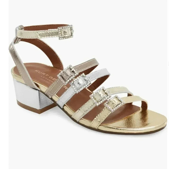 Kurt Geiger London Mini Piera Strappy Sandal Metal Size 2 - Picture 1 of 9